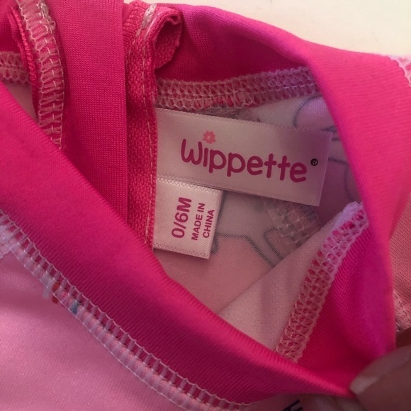Wippette Baby Girl Unicorn Pink Zip Up Ruffles UPF 50 Swimming Rashguard Sz 0-6M - Picture 5 of 9